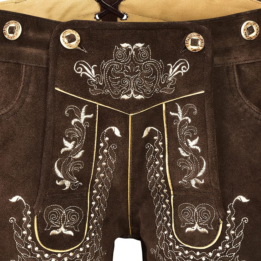 Quality wears German Bavarian Oktoberfest Trachten Men Wear Short Lederhosen USA Stock (USA 34, Chocolate Big)