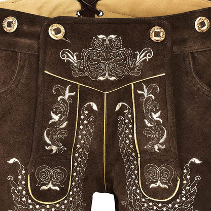 Quality wears German Bavarian Oktoberfest Trachten Men Wear Short Lederhosen USA Stock (USA 34, Chocolate Big)