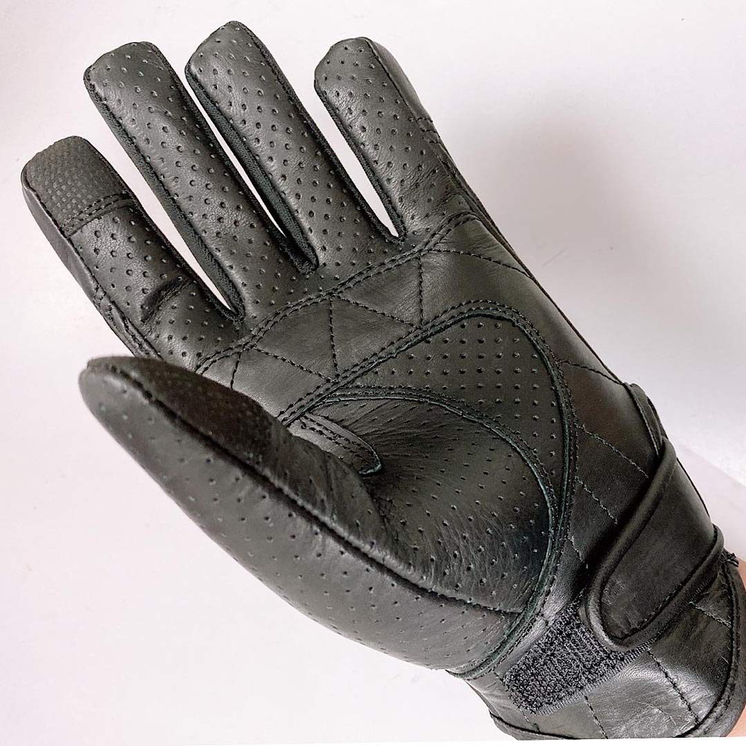 QUALITY WEARS USA Motorcycle Touchscreen Gloves - Motorcycle Gloves for Men - Leather Biker Gloves - Riding, Driving, Racing ATV Perforated Gloves