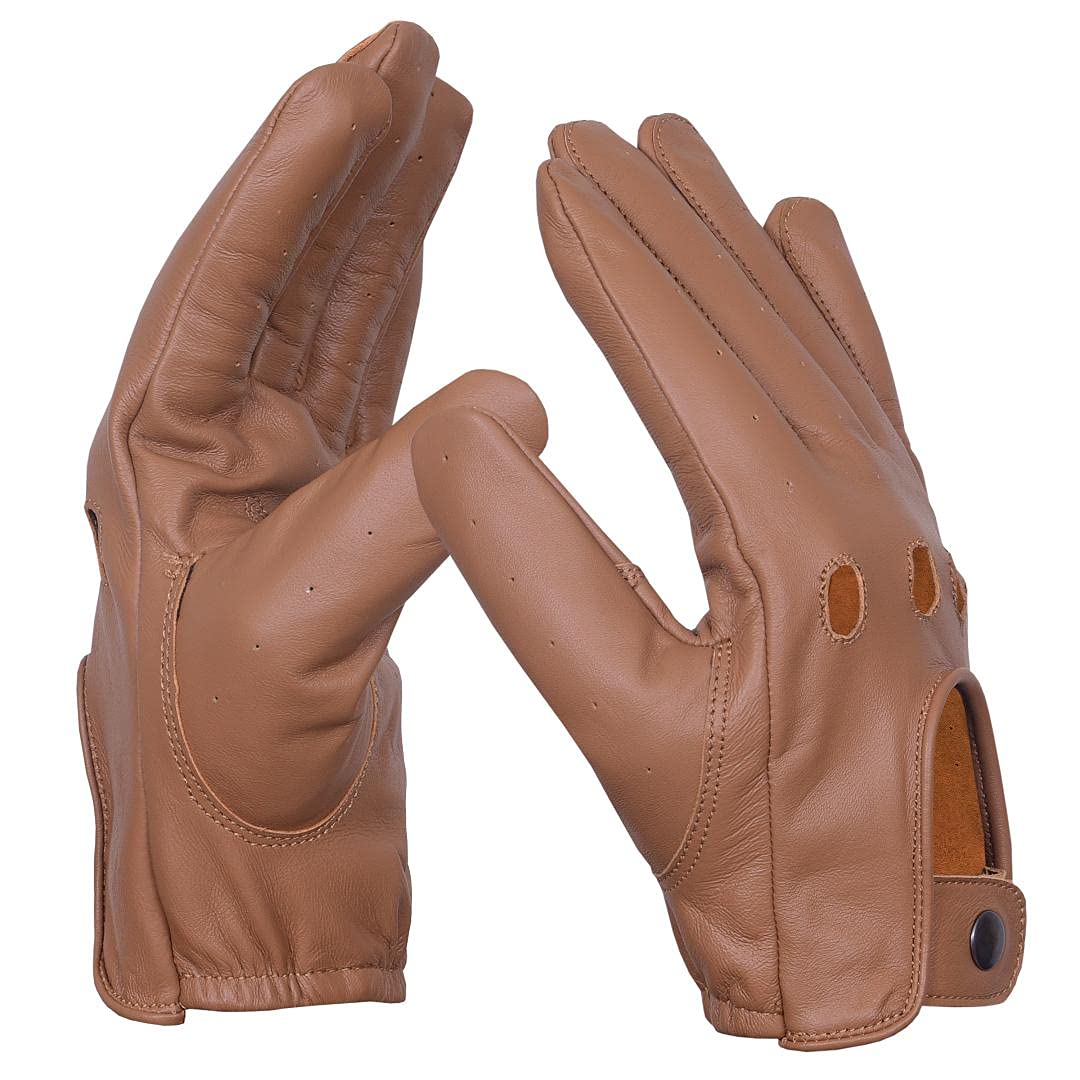 QUALITY WEARS USA Leather Driving Gloves Unlined - Motorcycle Racing Summer Gloves
