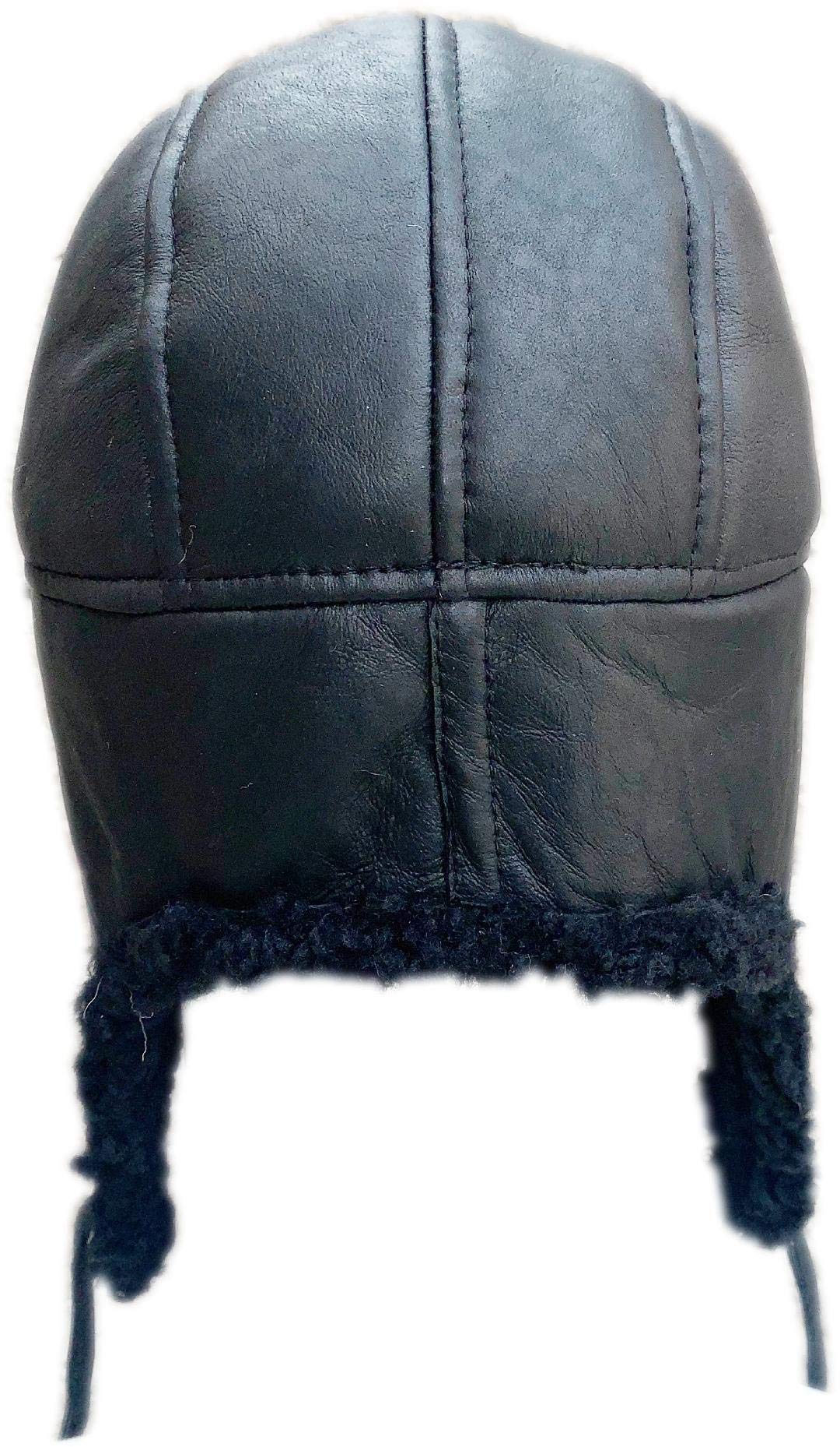 Unisex Double Face Leather Sheepskin Trapper Hat Russian Ushanka Aviator Fur hat Winter hat