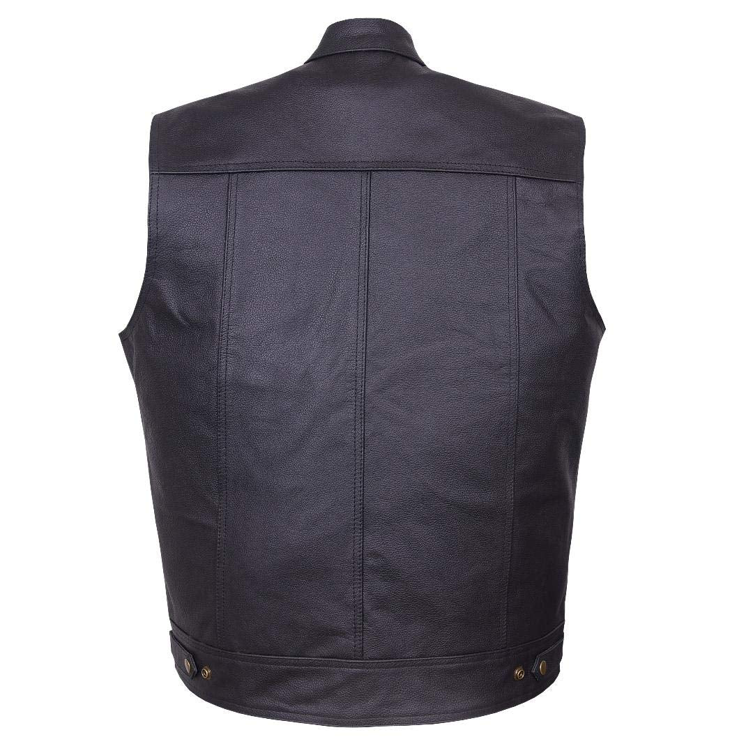 QUALITY WEARS USA Motorcycle Vests for Men - Leather Motorcycle Conceal Carry Vest - Men Biker Leather Vest
