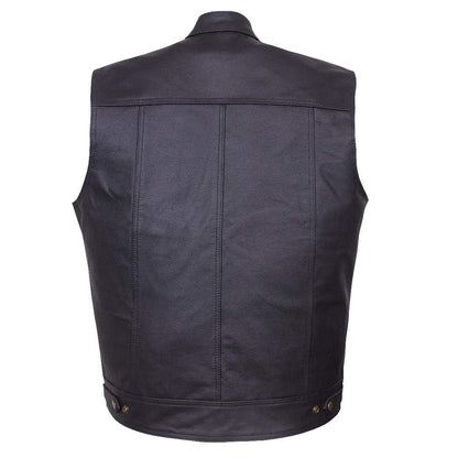 QUALITY WEARS USA Motorcycle Vests for Men - Leather Motorcycle Conceal Carry Vest - Men Biker Leather Vest