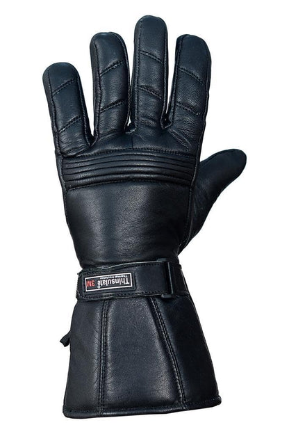 QUALITY WEARS USA Men Leather Gauntlet Motorcycle Gloves- Motorcycle Thermal Lined Gloves- Biker Winter Gauntlet Gloves