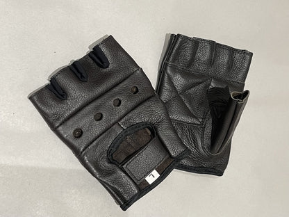 QUALITY WEARS USA Leather Fingerless Men's Motorcycle Premium Driving Gloves