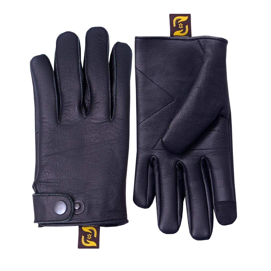 QUALITY WEARS USA Leather Motorcycle Touchscreen Gloves - Men Duty Search Gloves (S,M,L,XL,XXL,XXXL)