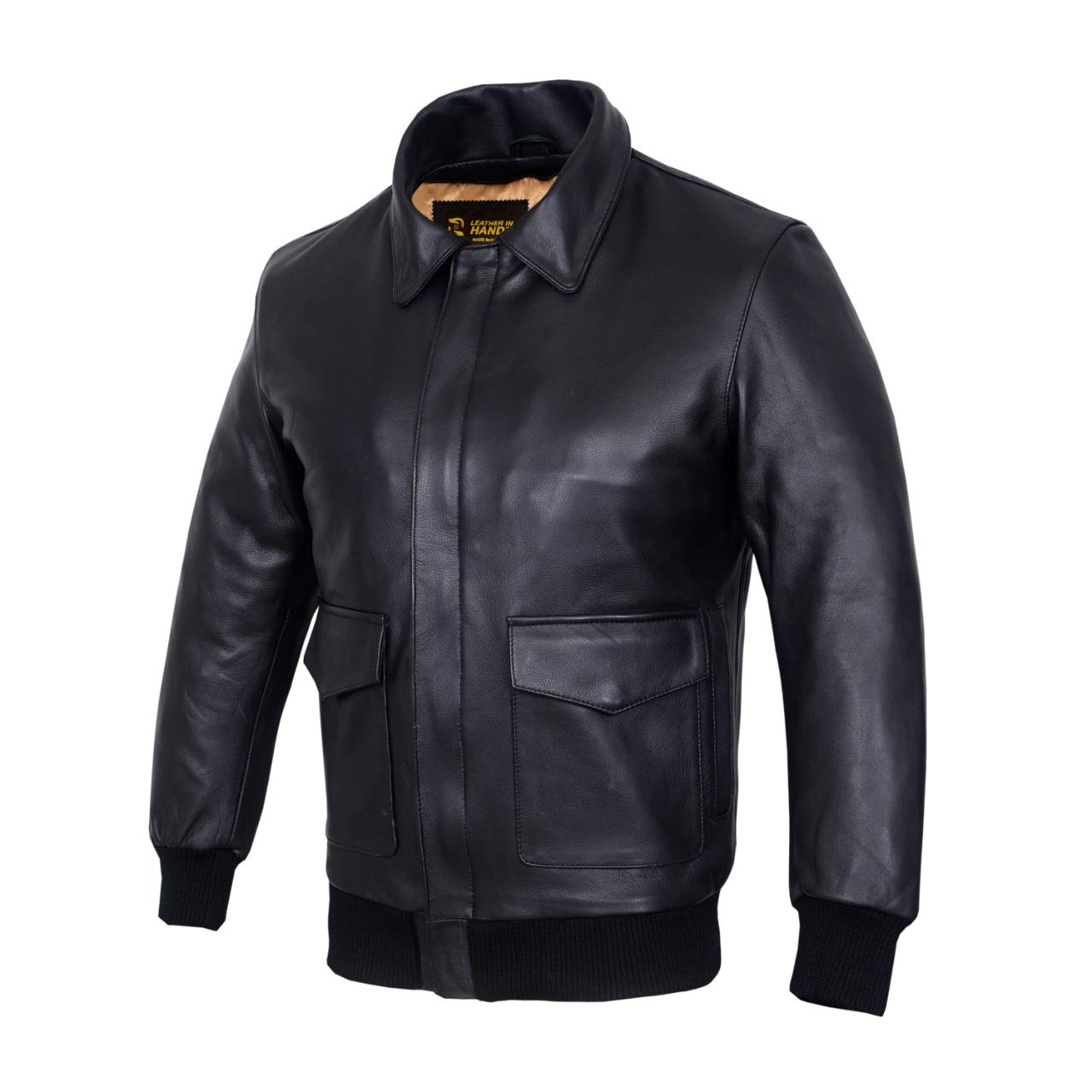 QUALITY WEARS USA Air Force A-2 Leather Flight Bomber Jacket Aviator pilot WWII Jacket (Regular & Special sizes) (BLACK, 2XL-Big)