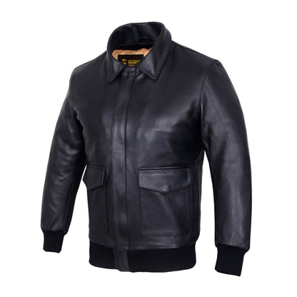 QUALITY WEARS USA Air Force A-2 Leather Flight Bomber Jacket Aviator pilot WWII Jacket (Regular & Special sizes) (BLACK, 2XL-Big)